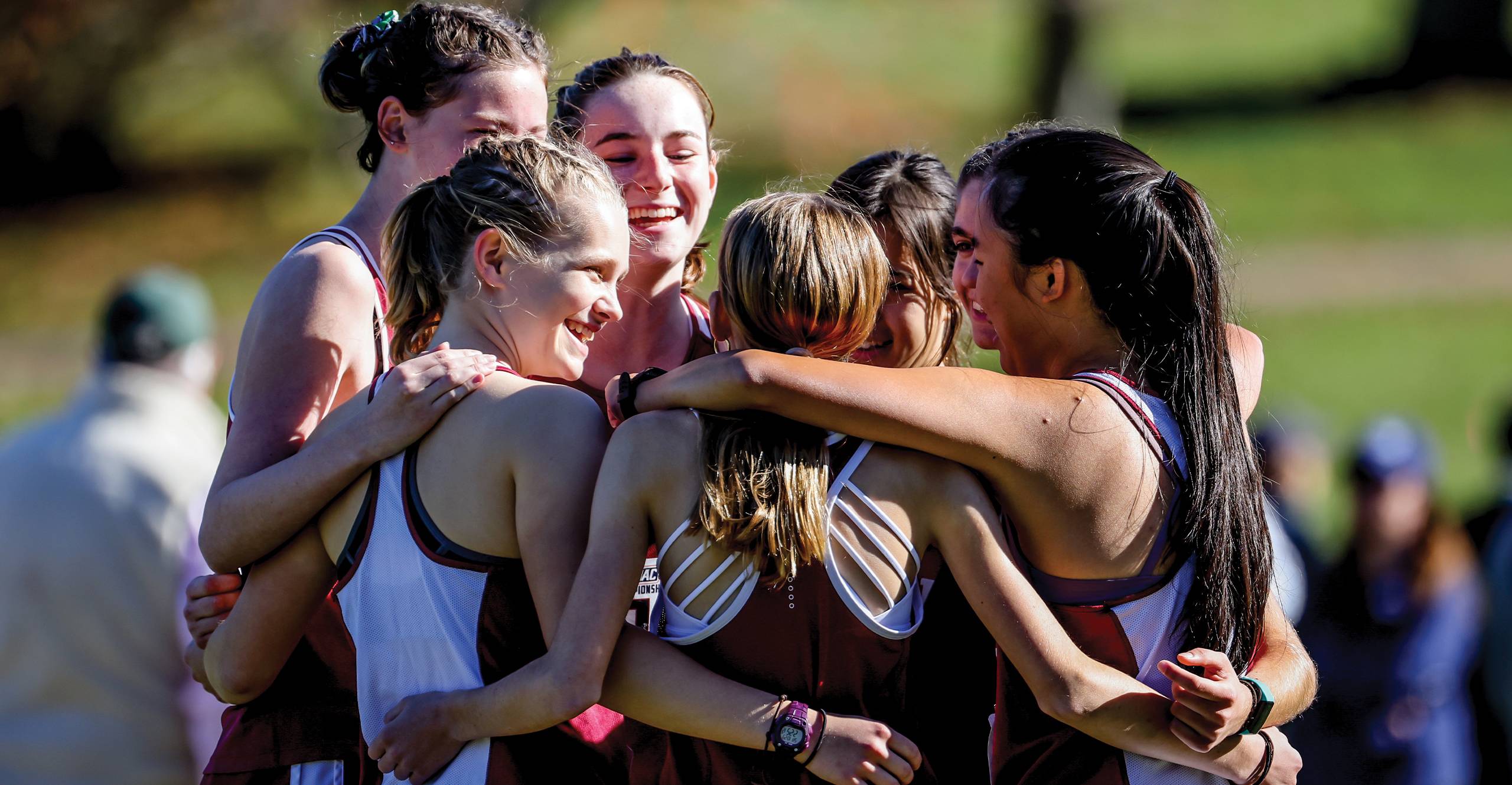 Girls Track Meet Huddle